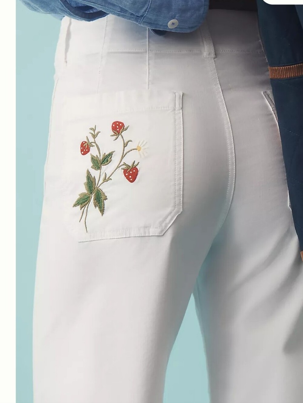 The Colette Magic Fabric Embroidered Crop Wide-Leg Pants by Maeve Sz 25 - Picture 2 of 4